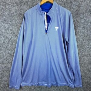 The Saticoy Club Shirt Mens XL Blue Striped Quarter Zip Performance Golf Sporty